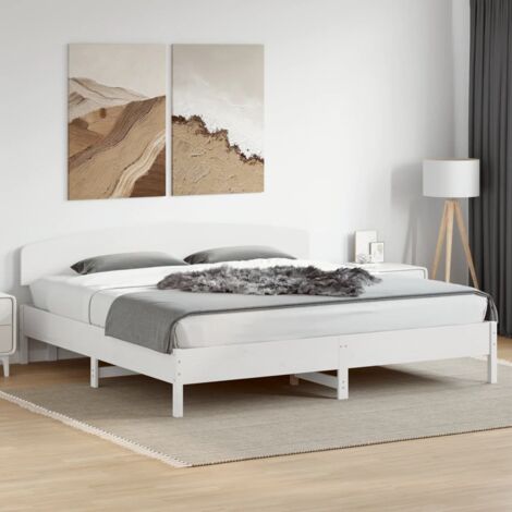 Cadre de lit sans matelas-Structure de lit blanc 200x200 cm bois massif de pin 804969 (1/5)
