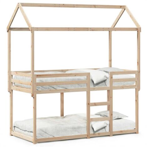 Lit superposé sans matelas-Cadre de lit 90x200 cm bois de pin massif 101930 (1/5)