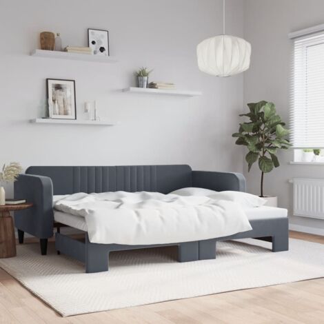 Lit de jour avec gigogne sans matelas-Canapé-lit gris foncé 90x200 cm 643269 (1/5)