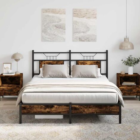 Cadre de lit sans matelas-Structure de lit chêne fumé 140x190 cm bois ingénierie 226541 (1/5)