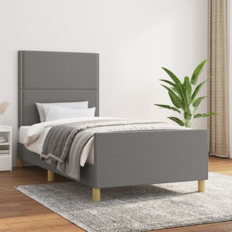 Cadre de lit sans matelas-Structure de lit gris foncé 90x190 cm tissu 872484 (1/5)