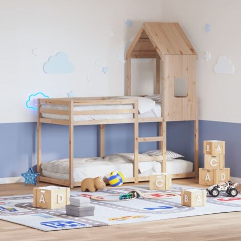 Lit superposé sans matelas-Cadre de lit 90x200 cm bois de pin massif 859335 (1/5)