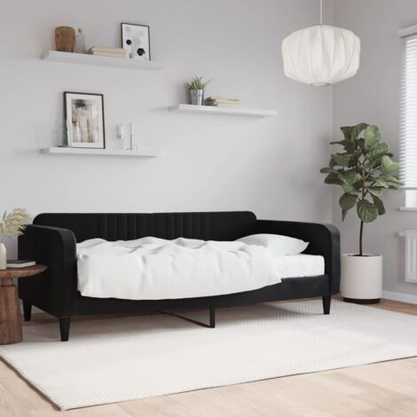 Lit de jour avec matelas-Canapé-lit noir 90x190 cm velours 196490 (1/5)