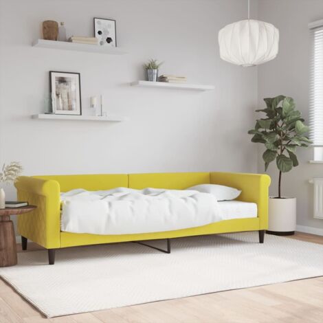 Lit de jour avec matelas-Canapé-lit jaune 80x200 cm velours 619425 (1/5)