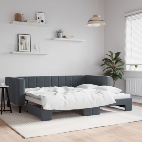 Lit de jour avec gigogne sans matelas-Canapé-lit gris foncé 90x190 cm 163519 (1/5)