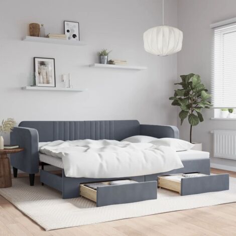 Lit de jour avec gigogne et tiroirs-Canapé-lit avec Rangement sans matelas 90x200 cm 581135 (1/5)