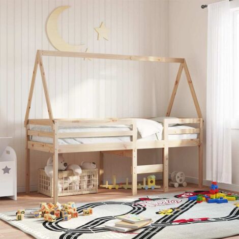 Lit haut sans matelas-Lit Adulte 80x200 cm bois de pin massif 117797 (1/5)