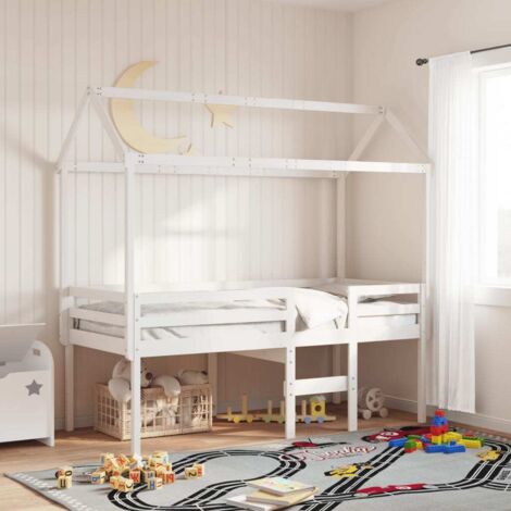 Lit haut sans matelas-Lit Adulte blanc 80x200 cm bois de pin massif 850462 (1/5)