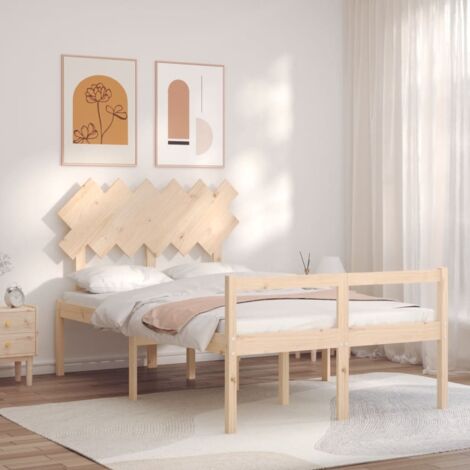 Lit pour personne âgée et tête de lit-Lit Adulte petit double bois massif 731659 (1/5)