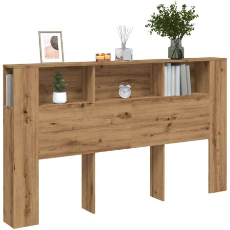 Armoire de tête de lit-Panneau de lit avec rangement chêne artisanal 180x18,5x102,5 cm 300453 (1/5)