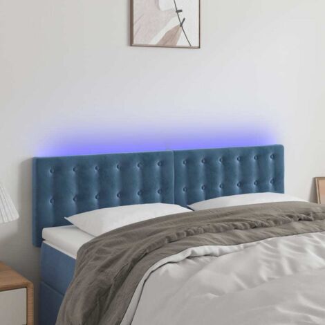 Tête de lit à LED-Panneau de lit avec lumière LED Bleu foncé 144x5x78/88 cm Velours 145346 (1/5)