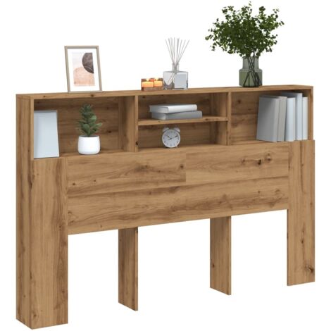 Armoire de tête de lit-Panneau de lit avec rangement chêne artisanal 160x19x103,5 cm 390138 (1/5)
