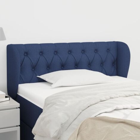 Tête de lit avec oreilles-Panneau de lit avec oreilles Bleu 103x23x78/88 cm Tissu 130802 (1/5)