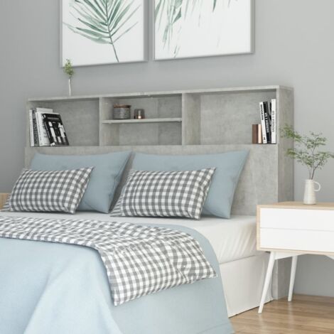 Armoire de tête de lit-Panneau de lit avec rangement Gris béton 160x19x103,5 cm 313649 (1/5)