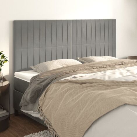 Têtes de lit 4 pcs-Lot de 4 Panneau de lit Gris clair 100x5x78/88 cm Velours 145213 (1/5)