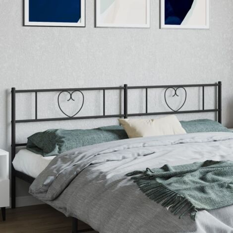 Tête de lit métal-Panneau de lit-Accessoire de Lit noir 200 cm 145792 (1/5)