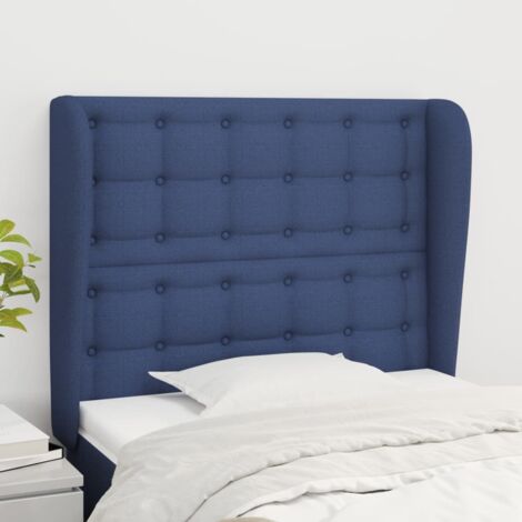 Tête de lit avec oreilles-Panneau de lit avec oreilles Bleu 93x23x118/128 cm Tissu 220970 (1/5)
