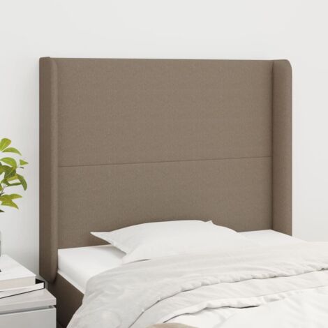 Tête de lit avec oreilles-Panneau de lit avec oreilles Taupe 103x16x118/128 cm Tissu 145279 (1/5)