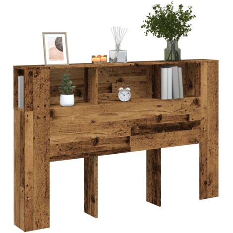 Armoire de tête de lit-Panneau de lit avec rangement vieux bois 160x18,5x103,5 cm 931868 (1/5)