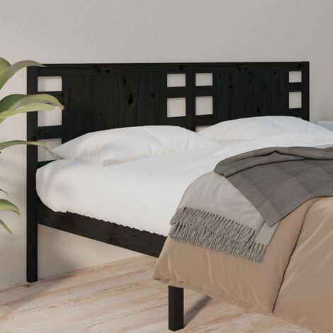 Tête de lit-Panneau de lit-Accessoire de Lit Noir 146x4x100 cm Bois massif de pin 639328 (1/5)