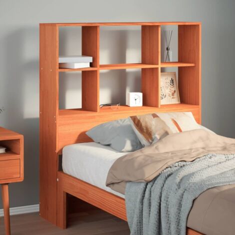 Tête de lit avec rangement-Panneau de lit avec rangement cire marron 100cm bois massif de pin 207338 (1/5)