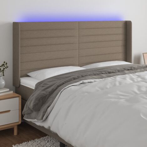 Tête de lit à LED-Panneau de lit avec lumière LED Taupe 203x16x118/128 cm Tissu 491134 (1/5)