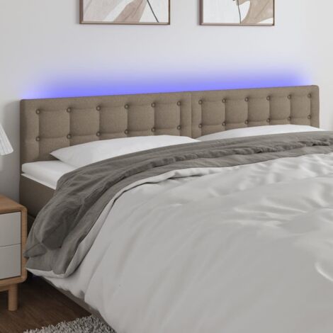Tête de lit à LED-Panneau de lit avec lumière LED Taupe 200x5x78/88 cm Tissu 880932 (1/5)