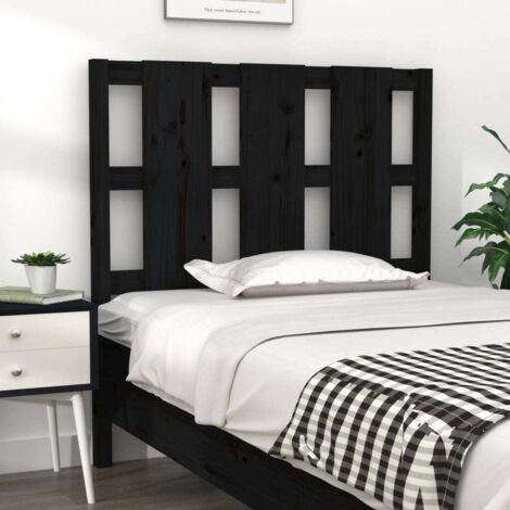 Tête de lit-Panneau de lit-Accessoire de Lit Noir 95,5x4x100 cm Bois massif de pin 220521 (1/5)