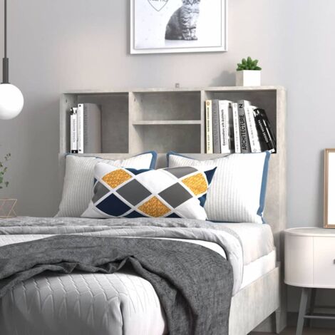 Armoire de tête de lit-Panneau de lit avec rangement Gris béton 100x19x103,5 cm 822161 (1/5)