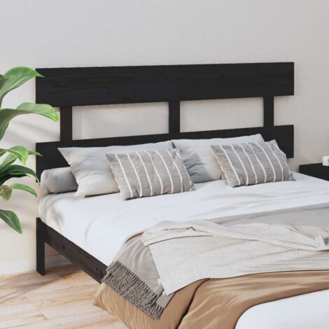 Tête de lit-Panneau de lit-Accessoire de Lit Noir 164x3x81 cm Bois massif de pin 779973 (1/5)
