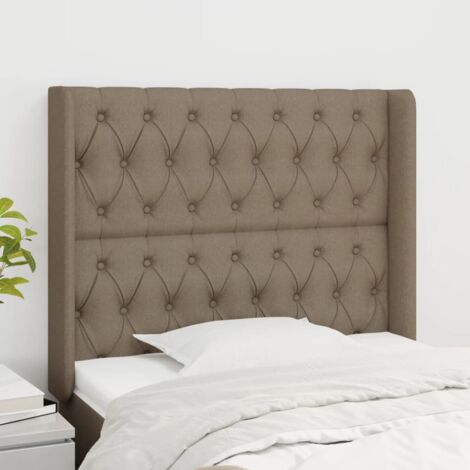 Tête de lit avec oreilles-Panneau de lit avec oreilles Taupe 93x16x118/128 cm Tissu 240026 (1/5)