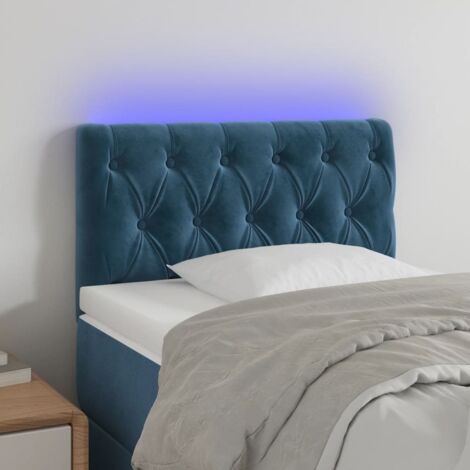 Tête de lit à LED-Panneau de lit avec lumière LED Bleu foncé 80x7x78/88 cm Velours 689405 (1/5)