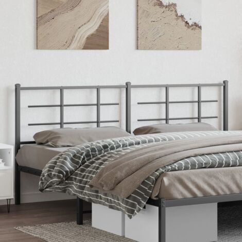 Tête de lit métal-Panneau de lit-Accessoire de Lit noir 200 cm 590534 (1/5)