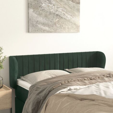 Tête de lit avec oreilles-Panneau de lit avec oreilles Vert foncé 147x23x78/88 cm Velours 540669 (1/5)
