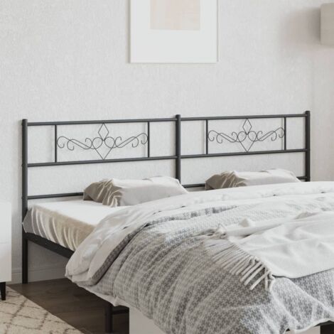 Tête de lit métal-Panneau de lit-Accessoire de Lit noir 200 cm 265517 (1/5)