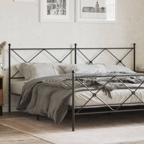 Tête de lit métal-Panneau de lit-Accessoire de Lit noir 200 cm 120839 (1/5)
