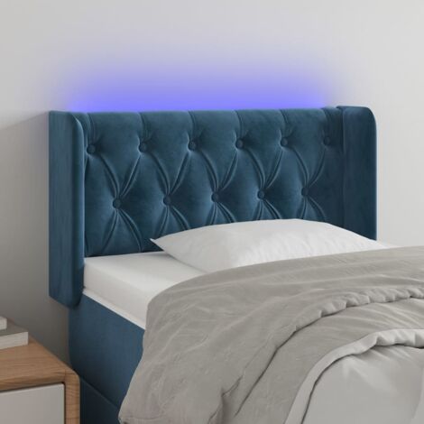Tête de lit à LED-Panneau de lit avec lumière LED Bleu foncé 83x16x78/88 cm Velours 210282 (1/5)