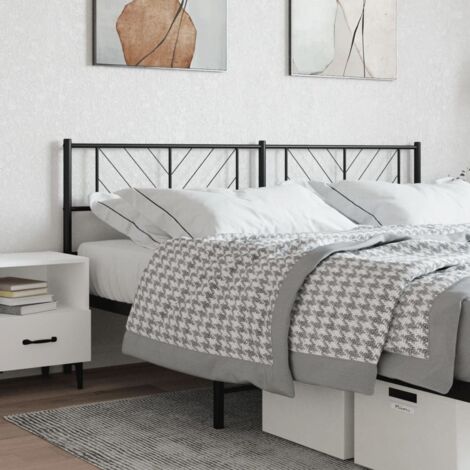 Tête de lit métal-Panneau de lit-Accessoire de Lit noir 200 cm 608684 (1/5)
