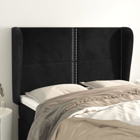 Tête de lit avec oreilles-Panneau de lit avec oreilles Noir 147x23x118/128 cm Velours 755526 (1/5)