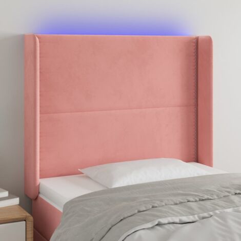 Tête de lit à LED-Panneau de lit avec lumière LED Rose 83x16x118/128 cm Velours 143601 (1/5)