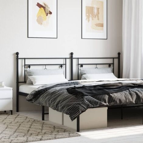 Tête de lit métal-Panneau de lit-Accessoire de Lit noir 200 cm 146729 (1/5)
