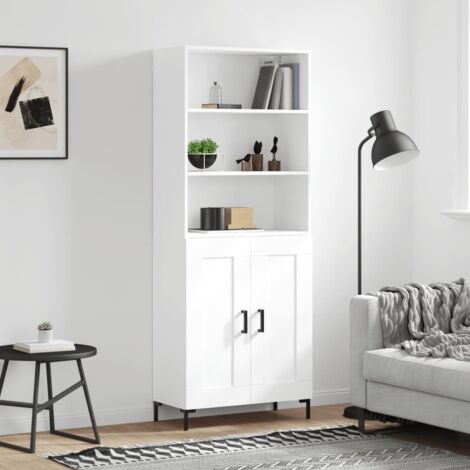 Buffet haut-Armoire de rangement Blanc 69,5x34x180 cm Bois d'ingénierie 349334 (1/5)
