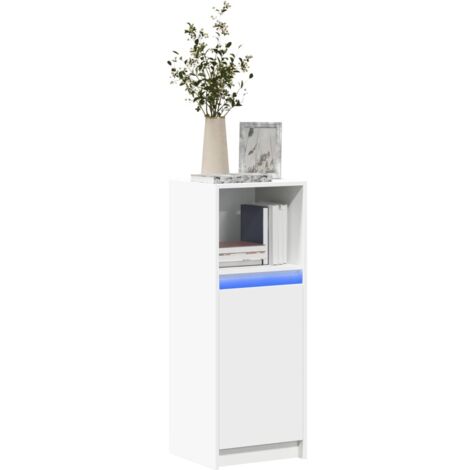 Buffet avec LED-Meuble de rangement blanc 38x34x100 cm bois d'ingénierie 116550 (1/5)