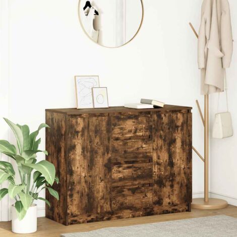 Buffet avec tiroirs-Meuble de rangement chêne fumé 100,5x35x76 cm bois d'ingénierie 740948 (1/5)