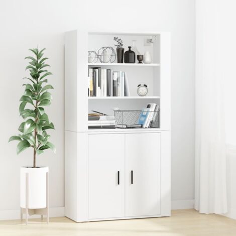 Buffet haut-Armoire de rangement Blanc Bois d'ingénierie 231038 (1/5)