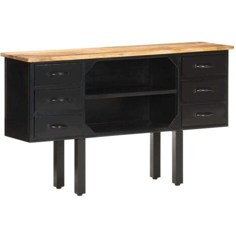 Buffet-Meuble de rangement 110x30x65 cm Bois de manguier massif brut et acier 894959 (1/5)