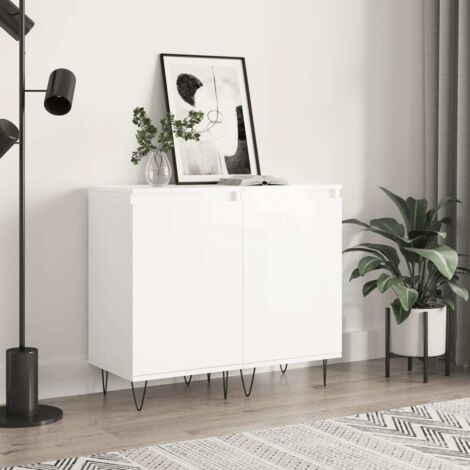 Buffets 2 pcs-Lot de 2 Meuble de rangement blanc brillant 40x35x70 cm bois d'ingénierie 101265 (1/5)