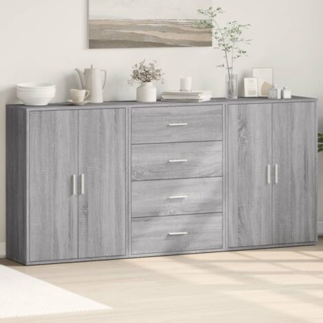 Buffets 3 pcs-Lot de 3 Meuble de rangement sonoma gris 60x31x84 cm bois d'ingénierie 865072 (1/5)