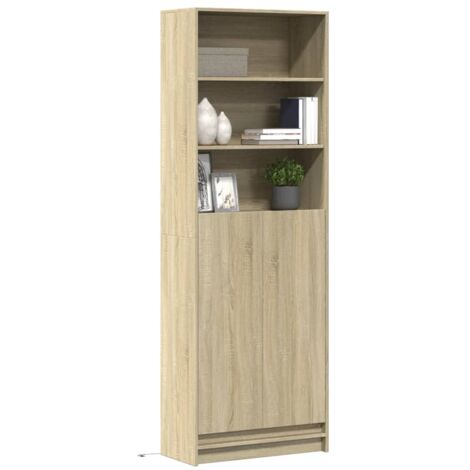 Buffet haut-Armoire de rangement LED chêne sonoma 69x32,5x200 cm bois d’ingénierie 237152 (1/5)