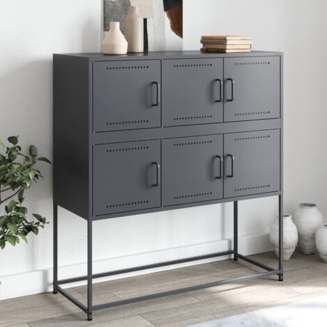 Buffet-Meuble de rangement anthracite 100,5x39x107 cm acier 606585 (1/5)
